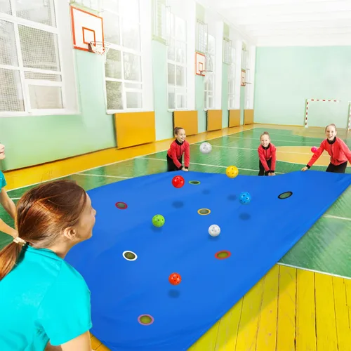 Vista 6 de Kathfly Blue Hole Canvas - Juego de construcción de equipos de 98 x 70 pulgadas, 8 bolas Group Activity for Corporate Training, School Events