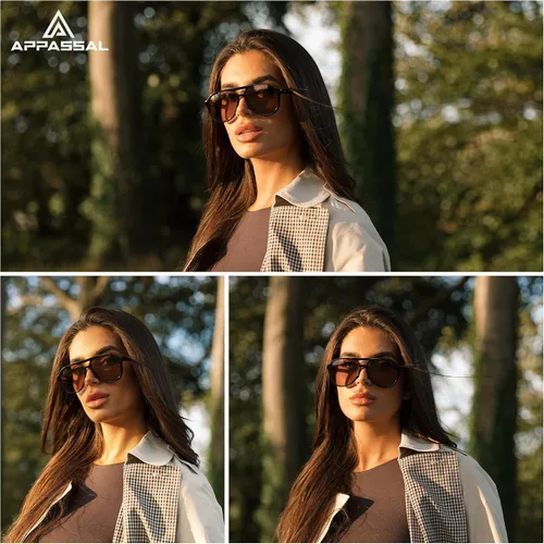 Vista 2 de Gafas de sol de aviador polarizadas retro para mujeres y hombres de los años 70 vintage doble puente Sunnies AP3654