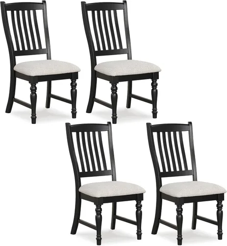 Vista 11 de Giantex Juego de 4 sillas de comedor de madera, sillas de cocina de granja con marco de madera maciza, carga máxima de 355 libras, sillas laterales