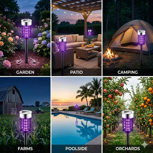 Vista 8 de 4 Pack Solar Bug Zapper Outdoor Waterproof Mosquito Repellent Outdoor Patio