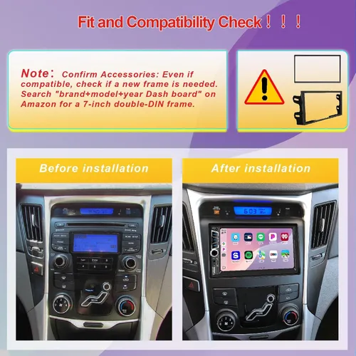 Vista 6 de Estéreo de coche inalámbrico Apple Carplay de 7 pulgadas Doble DIN, pantalla táctil IPS, Bluetooth 5.2, radio FM para el coche, cámara trasera