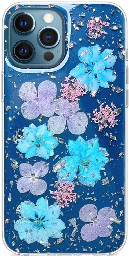 Vista 38 de Abbery - Funda diseñada para iPhone 12/12 Pro con purpurina, transparente y linda con diseño de mariposa, correa para la muñeca, brillante