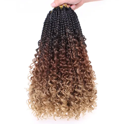 Vista 12 de Unionbeauty - 8 paquetes de trenzas bohemias de diosa en caja, de ganchillo de pelo para mujer negra, 8 pulgadas de trenzas de caja bob bohemias