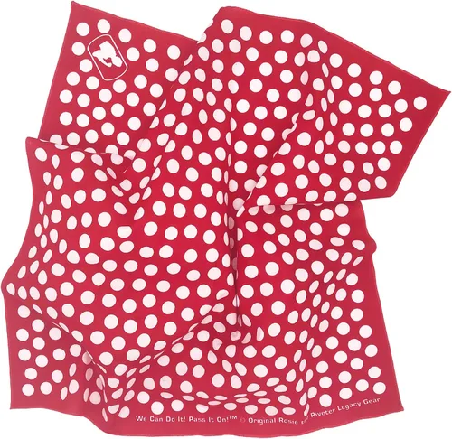 Vista 2 de Rosie the Riveter's 3 Item Child Costume Dress Up Play Kit.Polkadot Bandana, collar de empleo, parche con nombre tejido