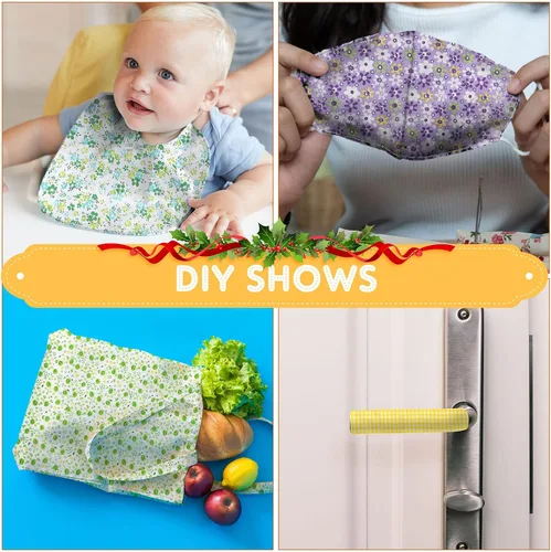 Vista 6 de Macarrie 35 piezas de tela de retazos de tela 100% algodón para coser acolchados, paquetes de cuadrados estampados florales, suministros de costura