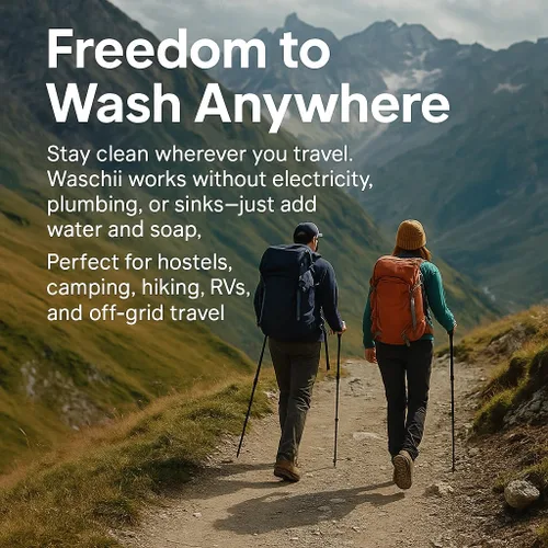 Vista 5 de Waschii Pocket-Sized Travel Clothes Washer for Camping, Hostels & Vanlife – Compact, Leakproof, Eco-Friendly – No Power or Sink Needed