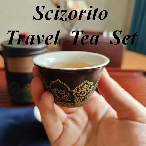 Vista 4 de Juego de té de viaje portátil de cerámica, el mejor regalo para la temporada de graduación, día de la madre, día del padre, Navidad, Halloween