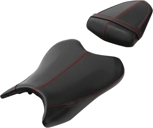 Vista 12 de TCT-MOTORPARTS Fundas de asiento delantero y trasero de motocicleta para Yamaha YZFR6 YZF R6 YZF-R6 2006-2007 (negro y rojo #1)
