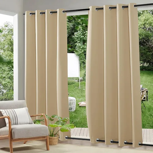 Vista 18 de RYB HOME Cortinas resistentes al viento para exteriores, cortinas opacas impermeables con aislamiento térmico para patio, porche, glorieta, pérgola