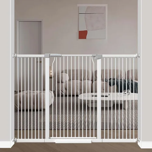 Vista 25 de 40.5" Puerta de bebé extra alta, puerta para mascotas de 29.6"-32.5" extra ancha Montada a presión, Barrera interior a prueba de cachorros, Puerta
