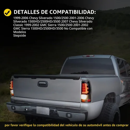 Vista 7 de DWVO Conjunto de luces traseras LED Compatible con 1999-2006 Chevy Silverado 1500 2500/2007 Silverado Classic / 99-02 GMC Sierra 1500 2500/01-02