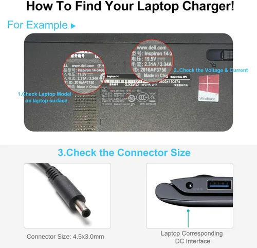 Vista 3 de Cargador adaptador de CA para Dell Latitude 12 Rugged Extreme 7212