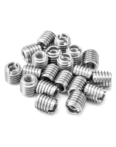 Vista 2 de QWORK Inserto roscado de acero inoxidable para madera dura, roscas internas 1/4-20, paquete de 20 insertos de tuerca de 5/8" de largo para maderas