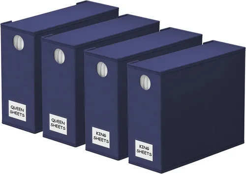 Vista 8 de SpaceAid Paquete de 2 Organizadores y Almacenamiento de Sábanas, Organizador de Sábanas Plegable para Armario de Ropa Blanca, Carpeta Guardadora