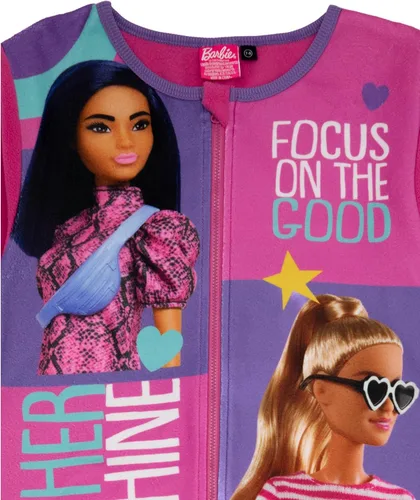 Vista 5 de Barbie Ropa de dormir rosa todo en uno para niña Experimenta el encanto con este cómodo mameluco rosa Ideal para relajarse