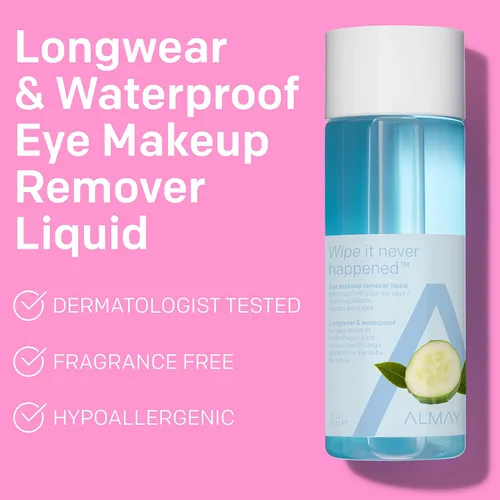 Vista 2 de Almay Líquido removedor de maquillaje de ojos, de larga duración e impermeable, hipoalergénico, libre de crueldad, probado por oftalmólogos, 4 onzas