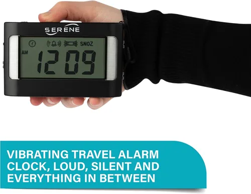 Vista 2 de Serene Innovations Reloj despertador ruidoso para personas que duermen mucho y adultos sordos: reloj despertador vibratorio con agitador de cama