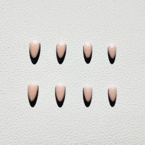Vista 2 de Uñas postizas a presión con punta francesa, uñas postizas de almendra, cobertura completa, uñas artificiales brillantes, uñas acrílicas medianas
