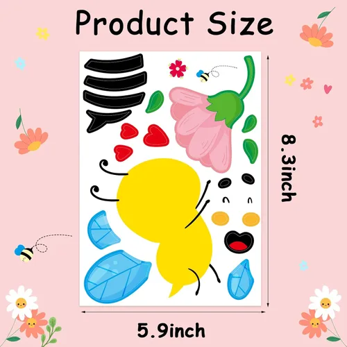 Vista 5 de Haz tu propia abeja de miel, paquete de 36 calcomanías para primavera y verano, hazlo tú mismo para abejas, minas, abejorros, regalos de fiesta