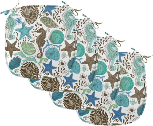 Vista 170 de Ambesonne Cojín de asiento para silla de flores, detalles florales con hojas y remolinos, estampado artístico romántico y vívido y vibrante