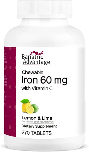 Vista 8 de Bariatric Advantage Hierro masticable de 60 mg con vitamina C para una mayor absorción y utilización, fácilmente digerible para pacientes