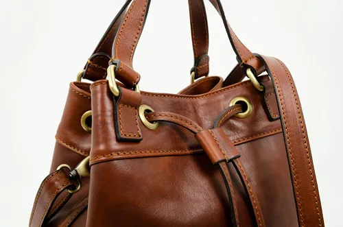 Vista 7 de Time Resistance Bolso cubo de cuero de grano completo de cuero real para mujer