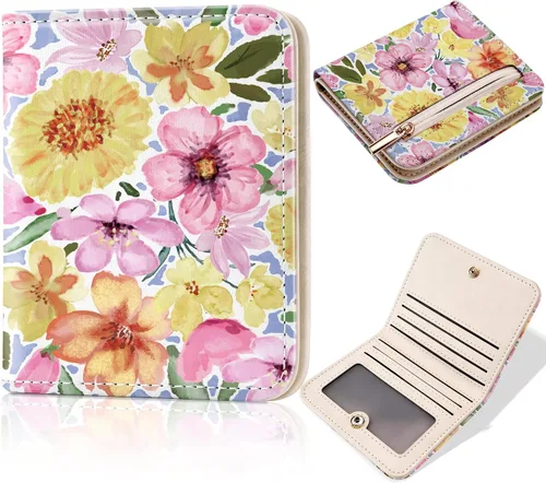 Vista 24 de Toughergun Billetera para Mujeres con Bloqueo RFID, Pequeña, Compacta, Bifold de Cuero de Lujo, Billetera de Bolsillo para Damas, Mini Monedero