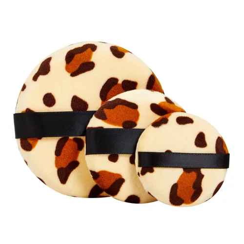 Vista 7 de Glamlily Polvo con estampado de leopardo, aplicadores de maquillaje de poliéster de espuma suave, almohadillas de maquillaje con estampado