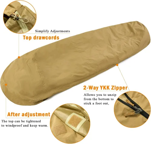 Vista 2 de MT Sistema de sacos de dormir modulares militares del ejército, múltiples capas con cubierta Bivy para todas las estaciones, bosque/multicámara