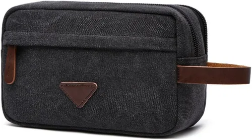 Vista 12 de Tumecos Neceser de cuero encerado para hombre, kit de afeitado, accesorios de viaje, bolsa organizadora