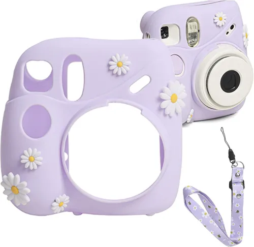 Vista 11 de Funda de silicona para Fujifilm Instax Mini 7+7 Plus piel de cámara instantánea, funda protectora con correa de hombro ajustable