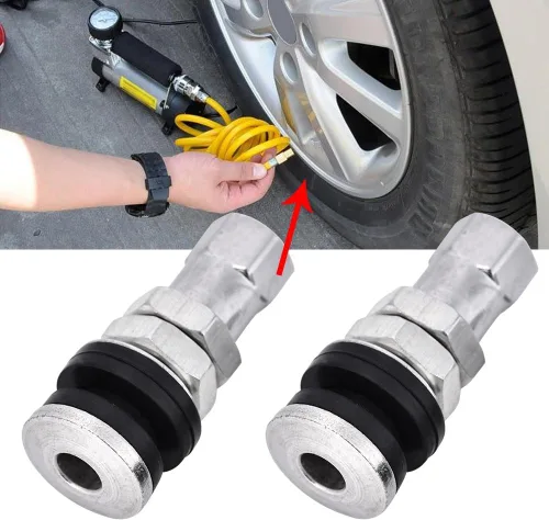 Vista 7 de 10Pack Metal Valve Stems TR161 Car Truck Bolt in Tire Tyre Valve Short Stems with Dust Cap Black for ATV Car Go-Kart Boat Trailer Motorcycle