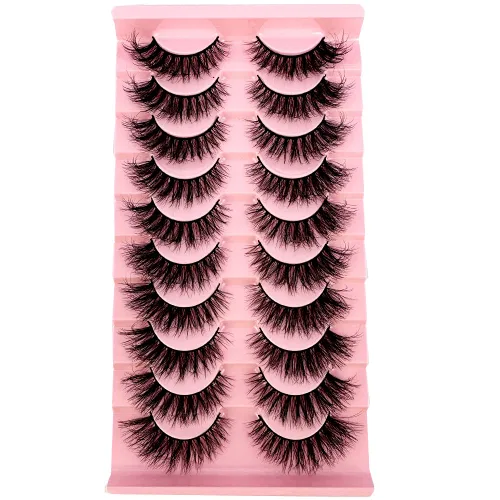 Vista 21 de Nuevas 10 Pares de Pestañas de Visón 3D Pestañas Postizas Hechas a Mano Pestañas Largas Esponjosas y Voluminosas Naturales Herramientas
