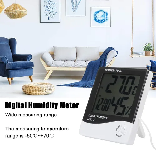 Vista 4 de Termómetro higrómetro para interiores y exteriores, temperatura digital, pantalla LCD, medidor de humedad, medidor de humedad, herramientas