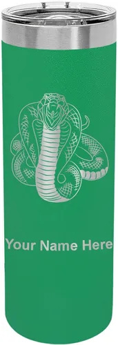Vista 22 de LaserGram Vaso delgado aislado al vacío de 22 onzas, serpiente cobra, grabado personalizado incluido (negro)