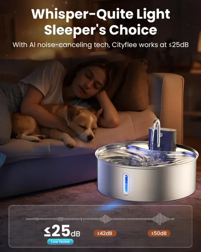 Vista 8 de Fuente de agua inalámbrica para perros grandes, fuente de agua de acero inoxidable de 12 litros con sensor, bomba silenciosa, dispensador automático