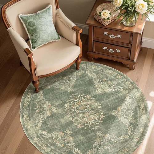Vista 31 de jinchan Fiora - Alfombra lavable de área pequeña, alfombra de entrada floral de medio círculo de 2 x 3, tapete de media luna de pelo bajo, suave