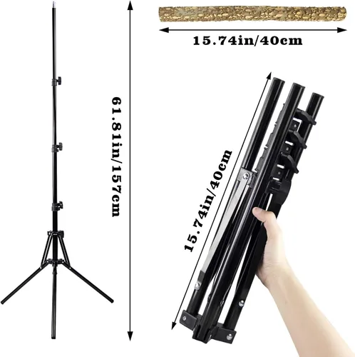 Vista 6 de Soporte ajustable de perca para pájaros de 16 a 63 pulgadas, juguete de perca de madera de pimienta natural, accesorios para interiores y exteriores