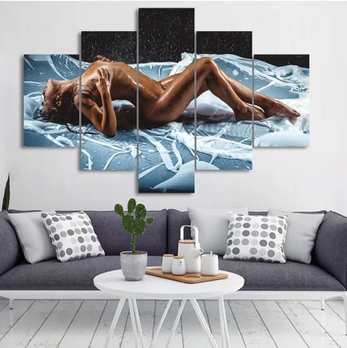 Vista 18 de Lienzo extra grande sexy chica desnuda durmiendo en la cama, arte de pared con marco de madera sexy para mujeres desnudas, obras de arte, arte
