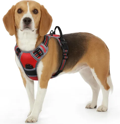 Vista 10 de Eagloo Arnés para perro pequeño, sin tirones, chaleco de servicio con tiras reflectantes y asa de control, ajustable y cómodo para caminar, arnés