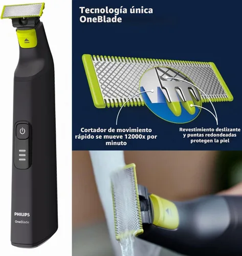 Vista 6 de PHILIPS OneBlade Pro Face + Body Hybrid Electric Trimmer & Shaver, recargable, peine de precisión ajustable de 14 longitudes, kit de cuerpo, hoja