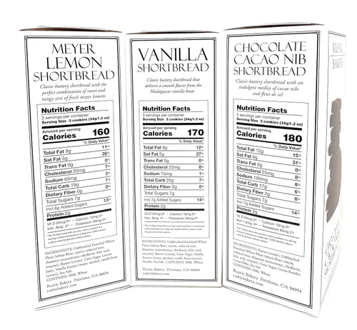 Vista 3 de Galletas de mantequilla Pan Meyer Lemons Vainilla Chocolate Cacao Nib 4oz 3Pack