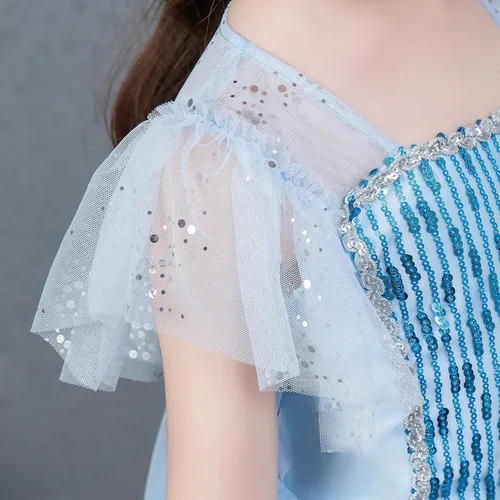Vista 5 de TSIZFXI Elsa - Vestidos de princesa para niñas, fiesta de cumpleaños con accesorios de 3 a 8 años