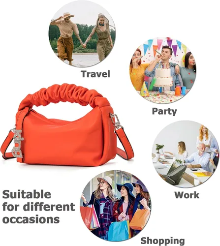 Vista 6 de KingTo Bolso pequeño de hombro para mujer, bolso de mano suave de diseñador en la nube, bolso cruzado ligero