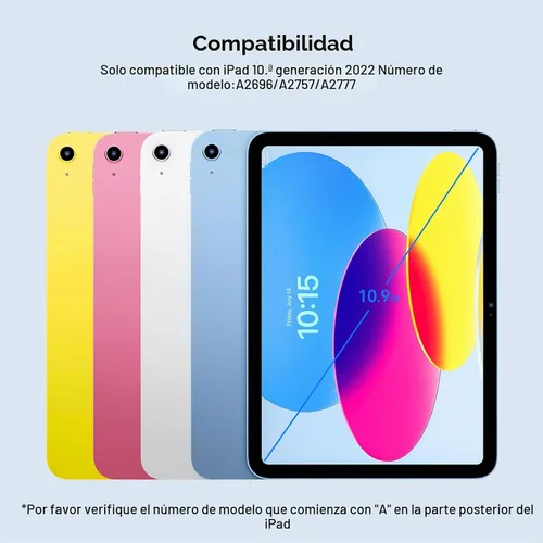 Vista 2 de Funda de teclado para iPad de décima generación: teclado mágico estilo Bluetooth recargable con trackpad incorporado, teclas retroiluminadas, diseño