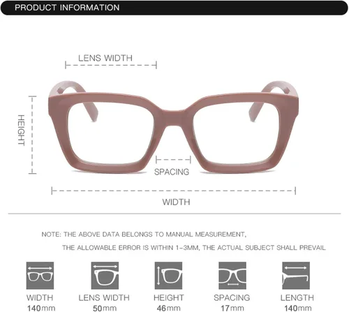 Vista 5 de EYLRIM Gafas clásicas de lente transparente con marco cuadrado grueso para mujeres y hombres, anteojos sin receta