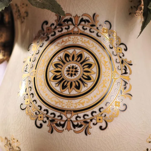 Vista 5 de Jarrón chino de porcelana de cerámica para decoración del hogar, florero japonés de 10.5 pulgadas, recipiente sofisticado para ramas decorativas
