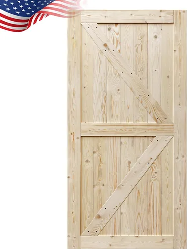 Vista 12 de S&Z TOPHAND® Puerta de granero de 20 x 84 pulgadas, puerta de granero británica sin terminar, estilo moderno, madera maciza, requiere montaje