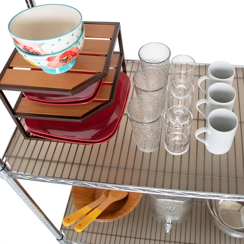 Vista 7 de Seville Classics Tapete protector de alambre resistente, no adhesivo, para estantes con cable, oficina, cocina, garaje (5 piezas), color gris pardo