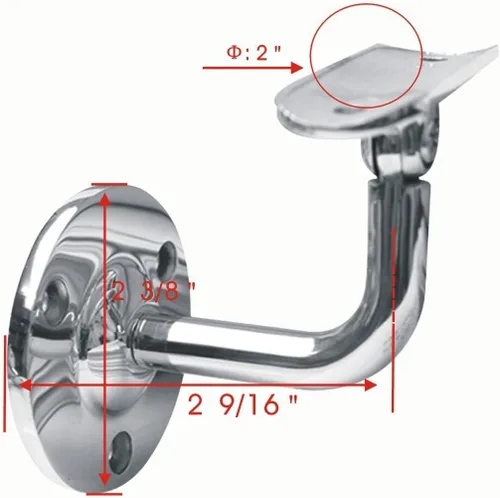 Vista 3 de Soporte giratorio para pasamanos de 2 "Soporte de tubo de reposabrazos inoxidable Renovator's Supply